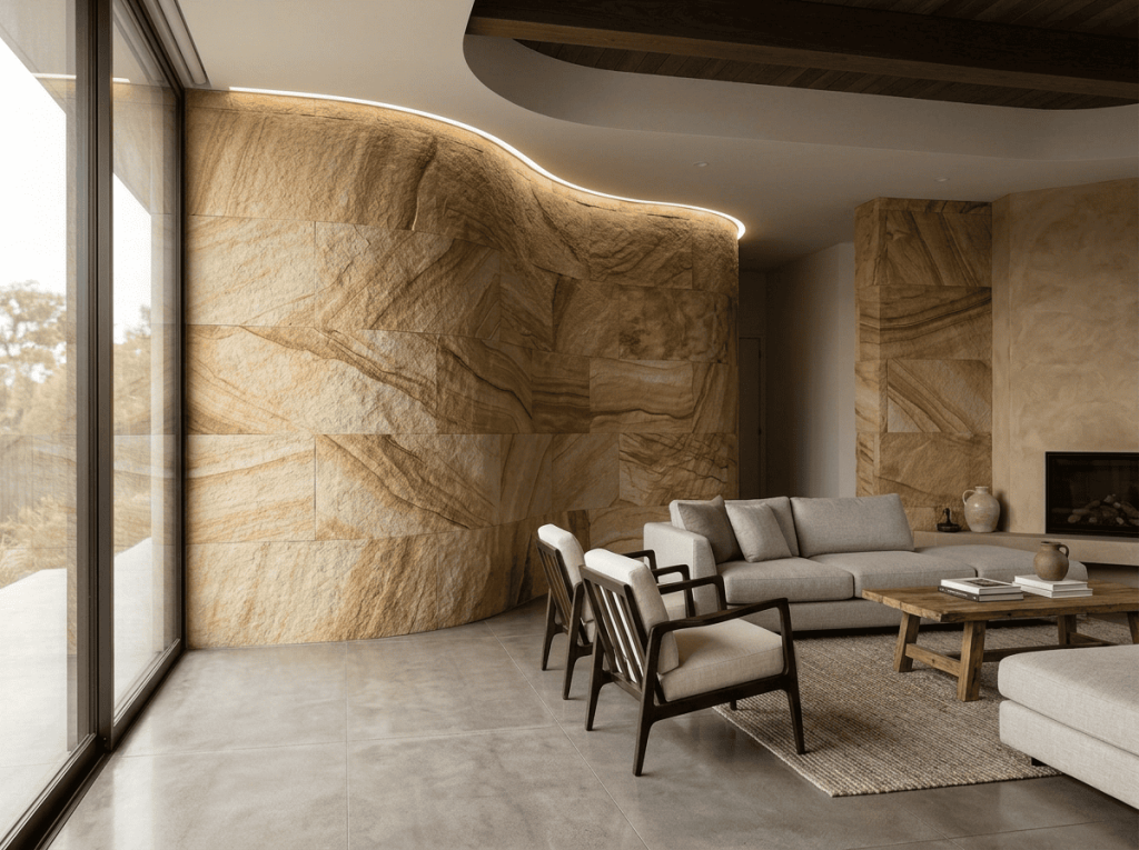 Гибкий камень в интерьере